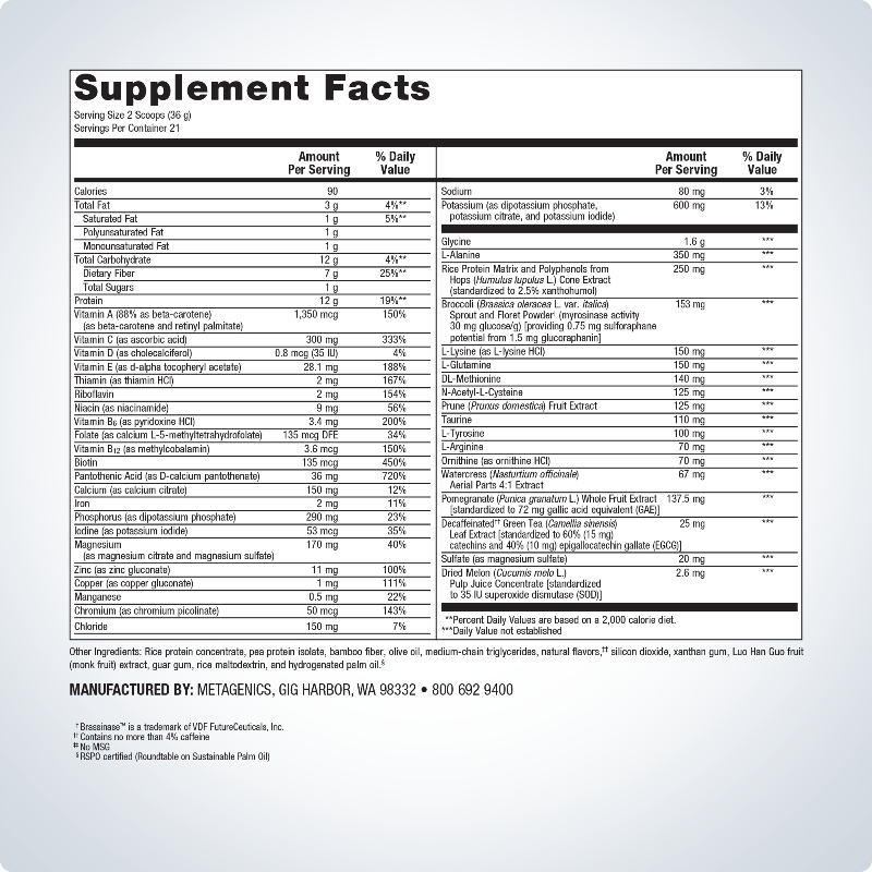 ULTRA CLEAR RENEW DETOX SHAKE 32.6 OZ Canister Chai Supplement Facts