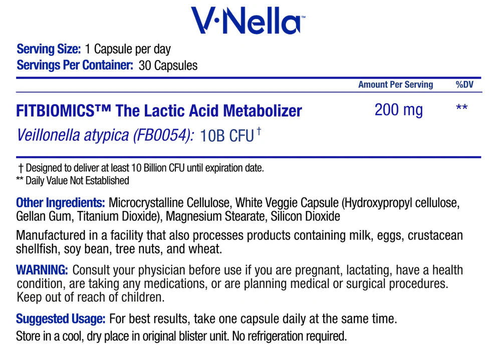 V•Nella Lactic Acid Metabolizing Probiotic Supplement