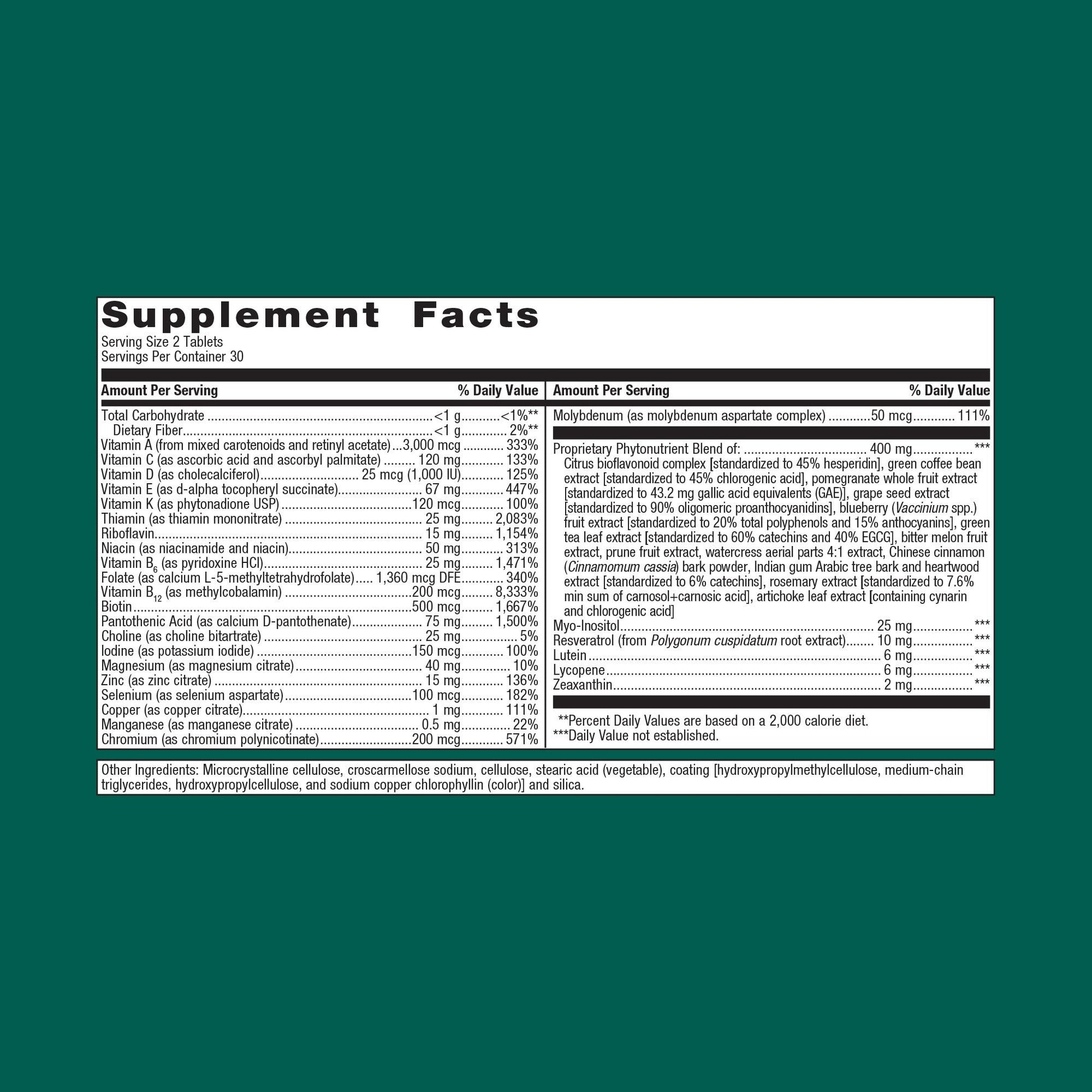 PhytoMulti Supplement Facts