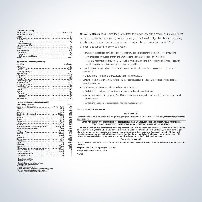 ULTRA G.I. REPLENISH VANILLA 2 pound bag Supplement Facts