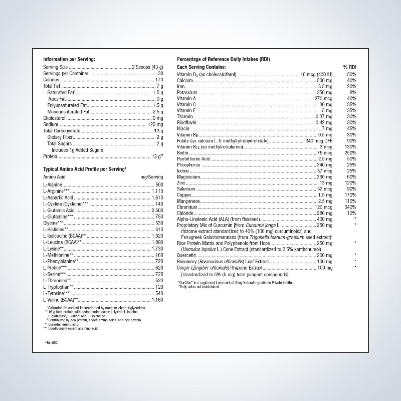 ULTRA INFLAMX PLUS 360 Mango 30 Servings Supplement Facts